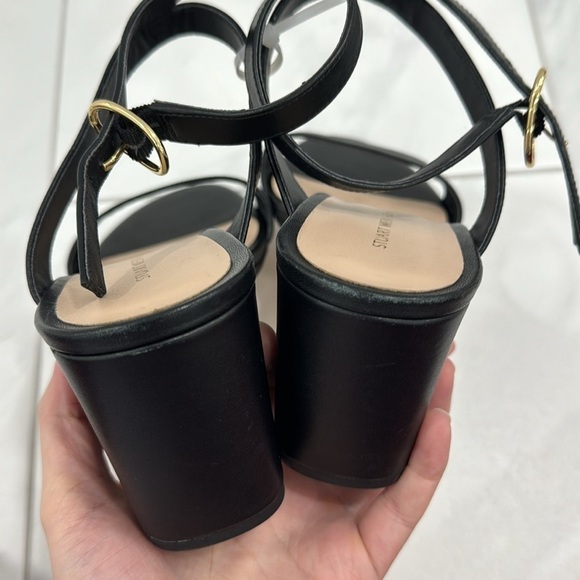 NEW! STUART WEITZMAN Black Avenue Leather Wedge Sandals - Size 10US/EU40.5 - Picture 10 of 13